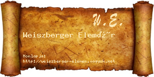 Weiszberger Elemér névjegykártya